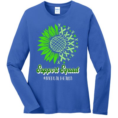 Support Squad Mental Health Awareness Green Ribbon Wo Ladies Long Sleeve Shirt