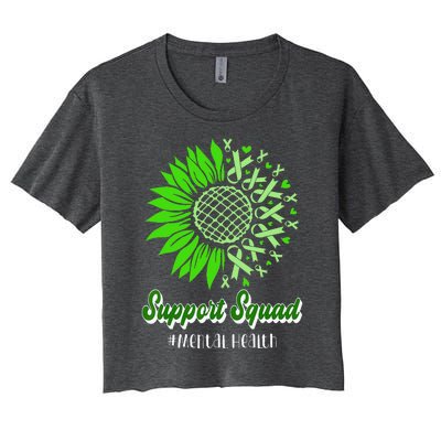 Support Squad Mental Health Awareness Green Ribbon Wo Women's Crop Top Tee