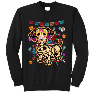 Sugar Skull Mexican Dachshund Bone Halloween Day Of Dead Tall Sweatshirt