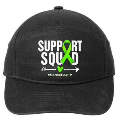 Support Squad Mental Health Awareness Green Ribbon Wo 7-Panel Snapback Hat