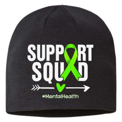 Support Squad Mental Health Awareness Green Ribbon Wo Sustainable Beanie