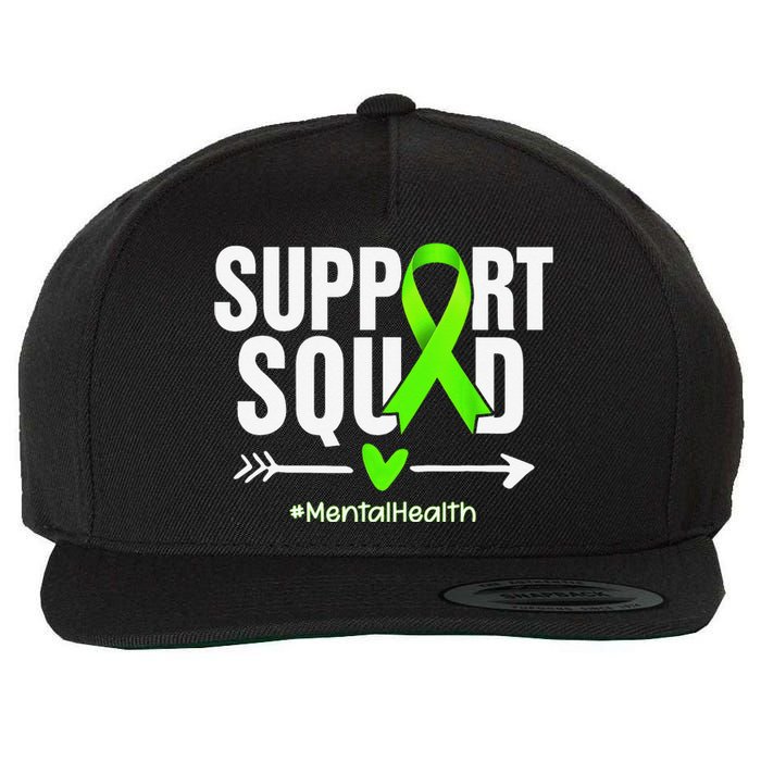 Support Squad Mental Health Awareness Green Ribbon Wo Wool Snapback Cap