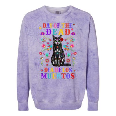 sugar skull mexican cat halloween day of dead Colorblast Crewneck Sweatshirt