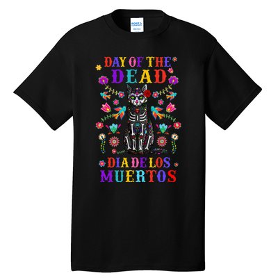 sugar skull mexican cat halloween day of dead Tall T-Shirt