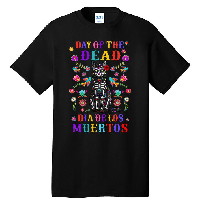 sugar skull mexican cat halloween day of dead Tall T-Shirt