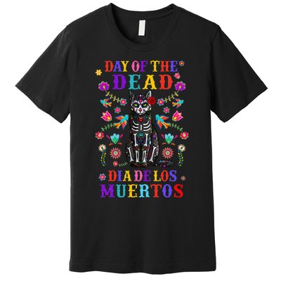 sugar skull mexican cat halloween day of dead Premium T-Shirt