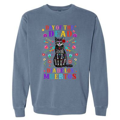 sugar skull mexican cat halloween day of dead Garment-Dyed Sweatshirt