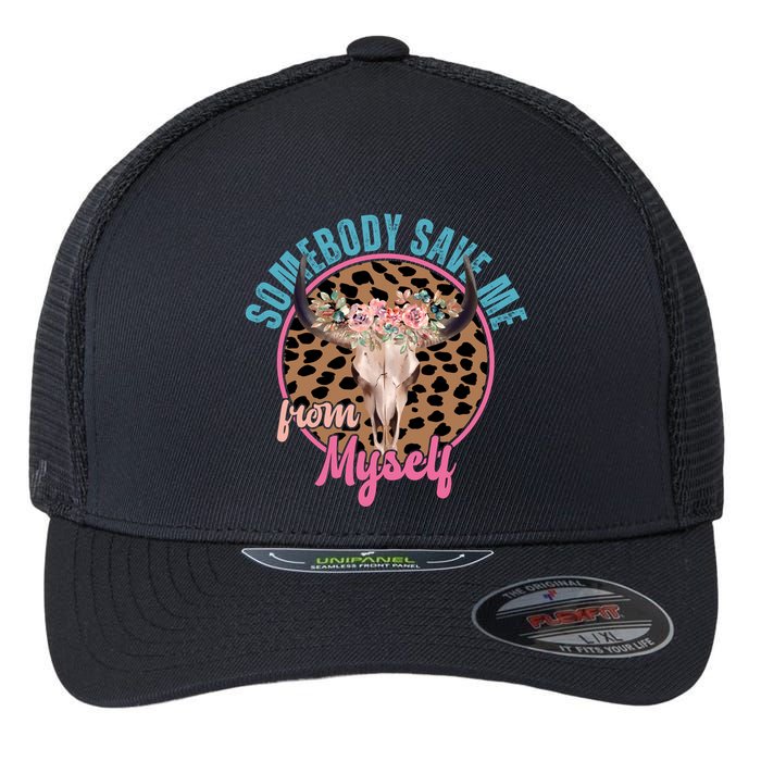 Somebody Save Me From Myself Country Music Retro Flexfit Unipanel Trucker Cap
