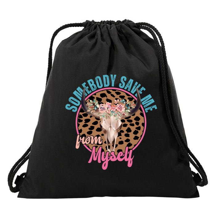 Somebody Save Me From Myself Country Music Retro Drawstring Bag