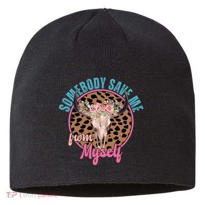 Somebody Save Me From Myself Country Music Retro Sustainable Beanie