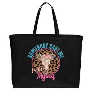 Somebody Save Me From Myself Country Music Retro Cotton Canvas Jumbo Tote