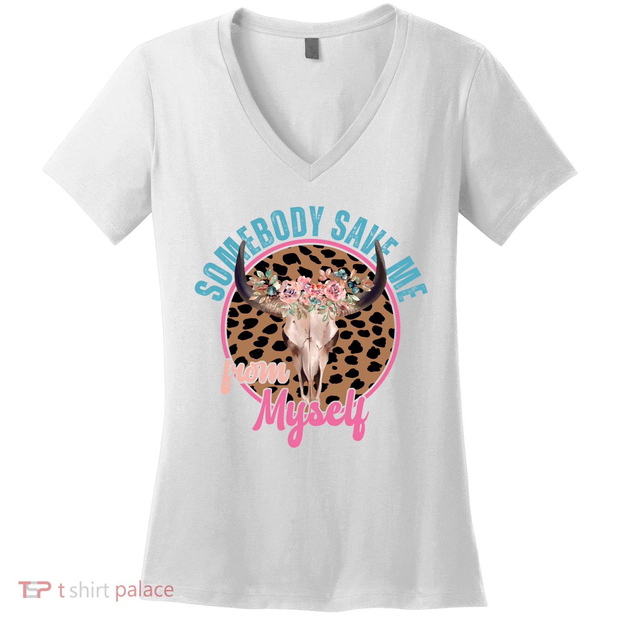 Somebody Save Me From Myself Country Music Retro Women's V-Neck T-Shirt