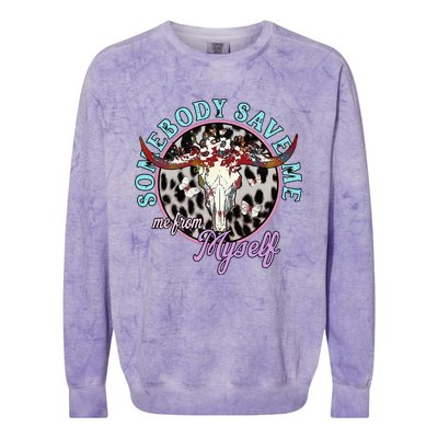 Somebody Save Me Country Music Retro Cowgirl Colorblast Crewneck Sweatshirt