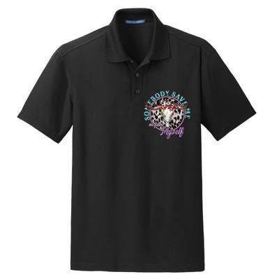 Somebody Save Me Country Music Retro Cowgirl Dry Zone Grid Polo