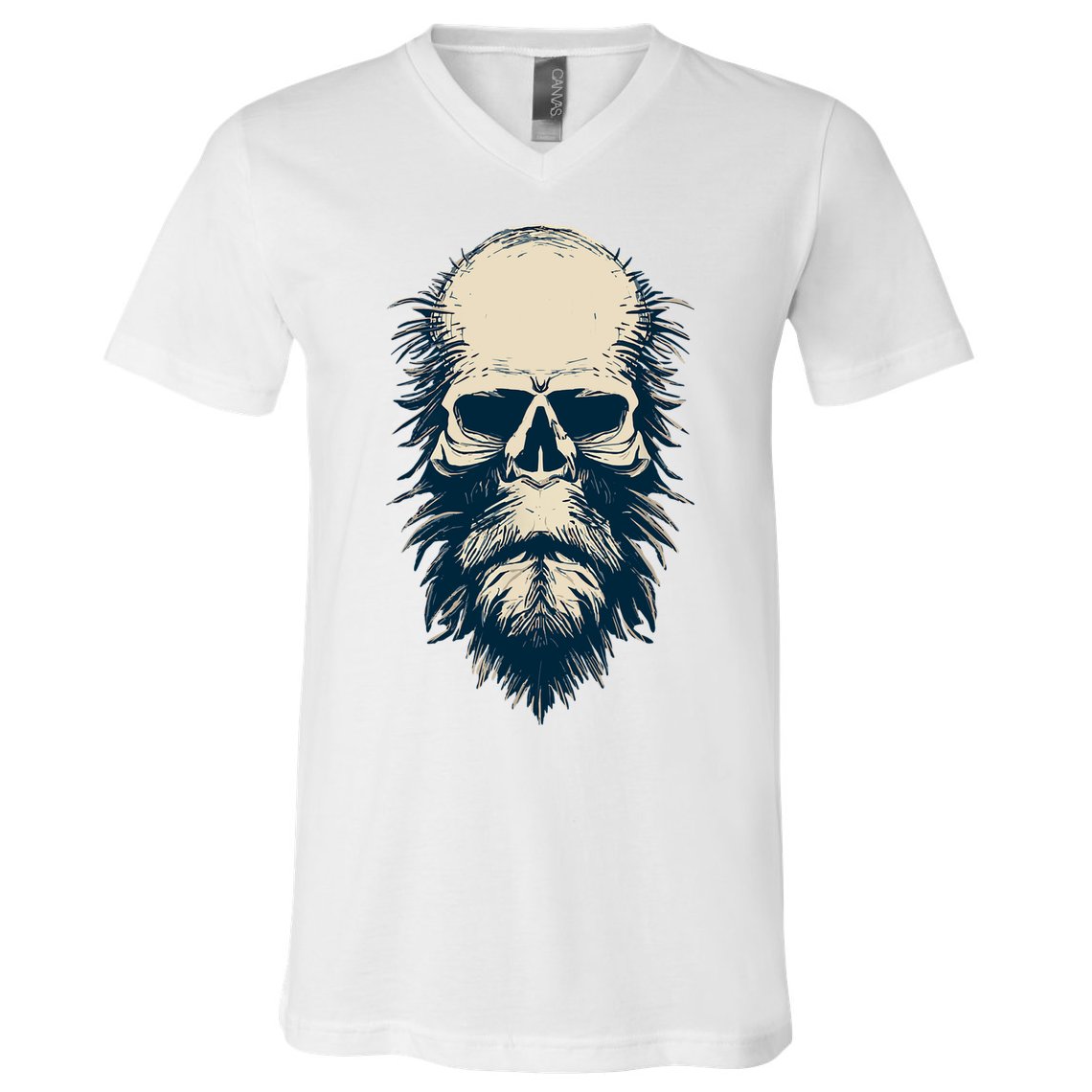Sasquatch Skull Minimalist Bigfoot Horror Skull V-Neck T-Shirt