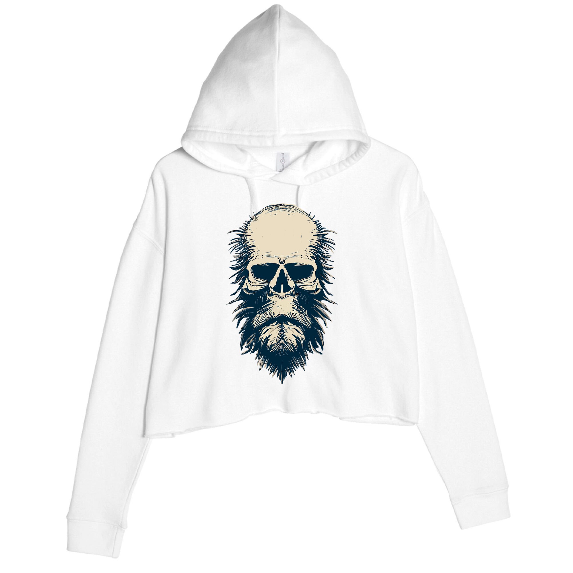 Sasquatch Skull Minimalist Bigfoot Horror Skull Crop Fleece Hoodie