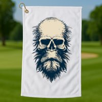 Sasquatch Skull Minimalist Bigfoot Horror Skull Golf Towel