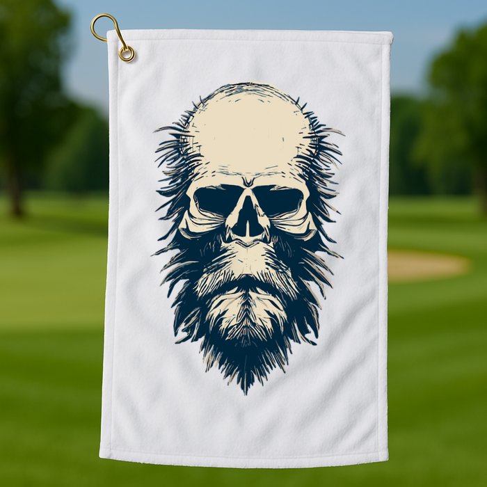 Sasquatch Skull Minimalist Bigfoot Horror Skull Golf Towel