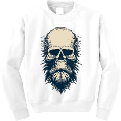 Sasquatch Skull Minimalist Bigfoot Horror Skull Kids Sweatshirt