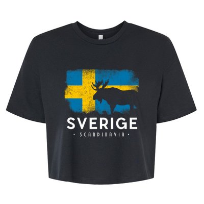 Sverige Scandinavia Midsommar Swedish Flag Sweden Bella+Canvas Jersey Crop Tee