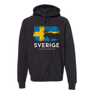 Sverige Scandinavia Midsommar Swedish Flag Sweden Premium Hoodie