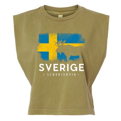 Sverige Scandinavia Midsommar Swedish Flag Sweden Garment-Dyed Women's Muscle Tee