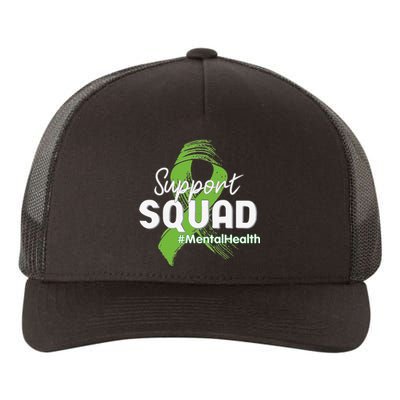 Support Squad Mental Health Awareness Lime Green Ribbon Yupoong Adult 5-Panel Trucker Hat