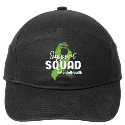 Support Squad Mental Health Awareness Lime Green Ribbon 7-Panel Snapback Hat