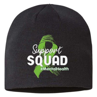 Support Squad Mental Health Awareness Lime Green Ribbon Sustainable Beanie