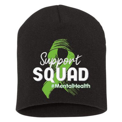 Support Squad Mental Health Awareness Lime Green Ribbon Short Acrylic Beanie