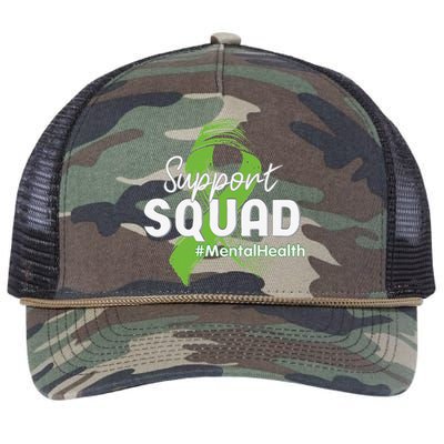 Support Squad Mental Health Awareness Lime Green Ribbon Retro Rope Trucker Hat Cap