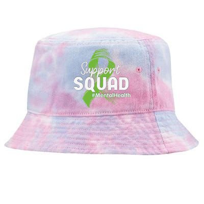 Support Squad Mental Health Awareness Lime Green Ribbon Tie-Dyed Bucket Hat