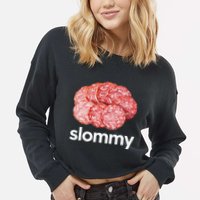 Slommy Salami Meme Oddly Specific Funny Memes Internet Memes Cropped Pullover Crew