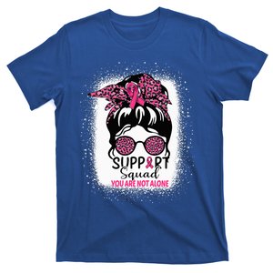 Support Squad Messy Bun Pink Warrior Breast Cancer Awareness T-Shirt