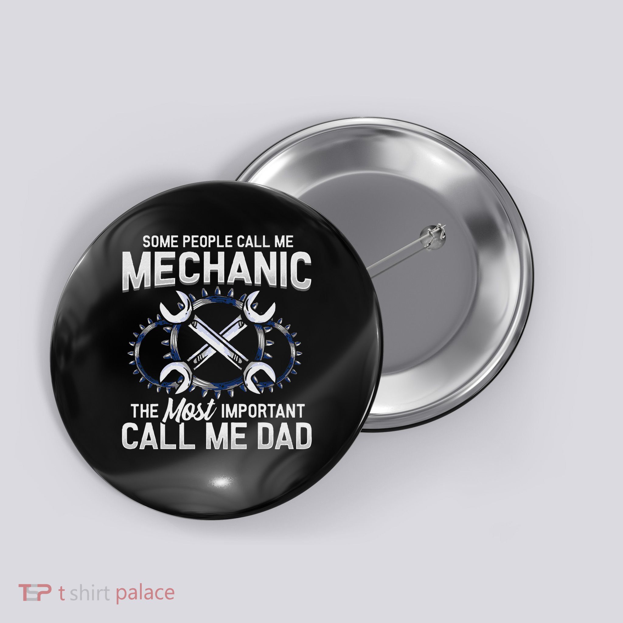 Styley 's Mechanic Dad Novelty Black, Small Button