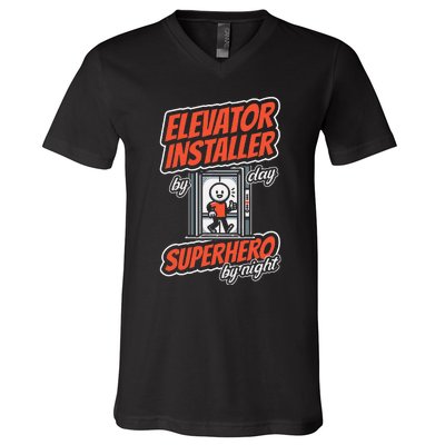 Safety Standards Mechanical Installation Elevator Installer V-Neck T-Shirt