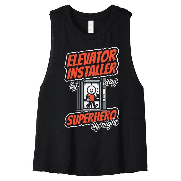 Safety Standards Mechanical Installation Elevator Installer Women's Racerback Cropped Tank