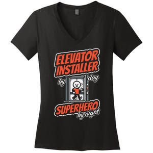 Safety Standards Mechanical Installation Elevator Installer Women's V-Neck T-Shirt