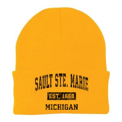 Sault Ste. Marie Michigan Mi Vintage Sports Knit Cap Winter Beanie