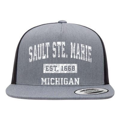 Sault Ste. Marie Michigan Mi Vintage Sports Flat Bill Trucker Hat