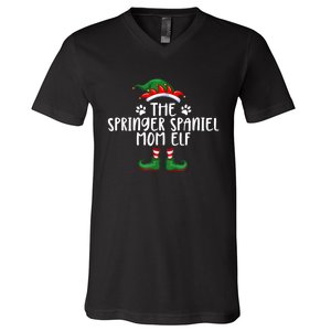 Springer Spaniel Mom Dog Elf Christmas X Mas Pajama V-Neck T-Shirt