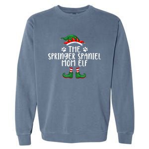 Springer Spaniel Mom Dog Elf Christmas X Mas Pajama Garment-Dyed Sweatshirt