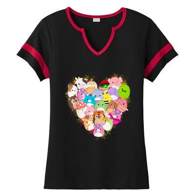 Squish Squad Mallow Heart Great Gifts Cute Ladies Halftime Notch Neck Tee