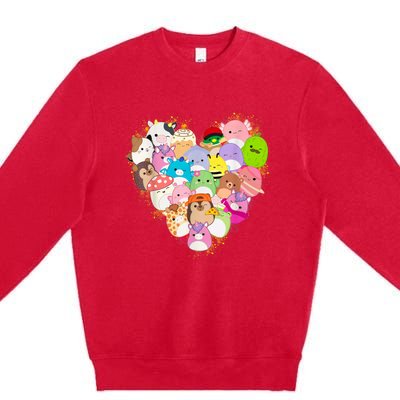 Squish Squad Mallow Heart Great Gifts Cute Premium Crewneck Sweatshirt