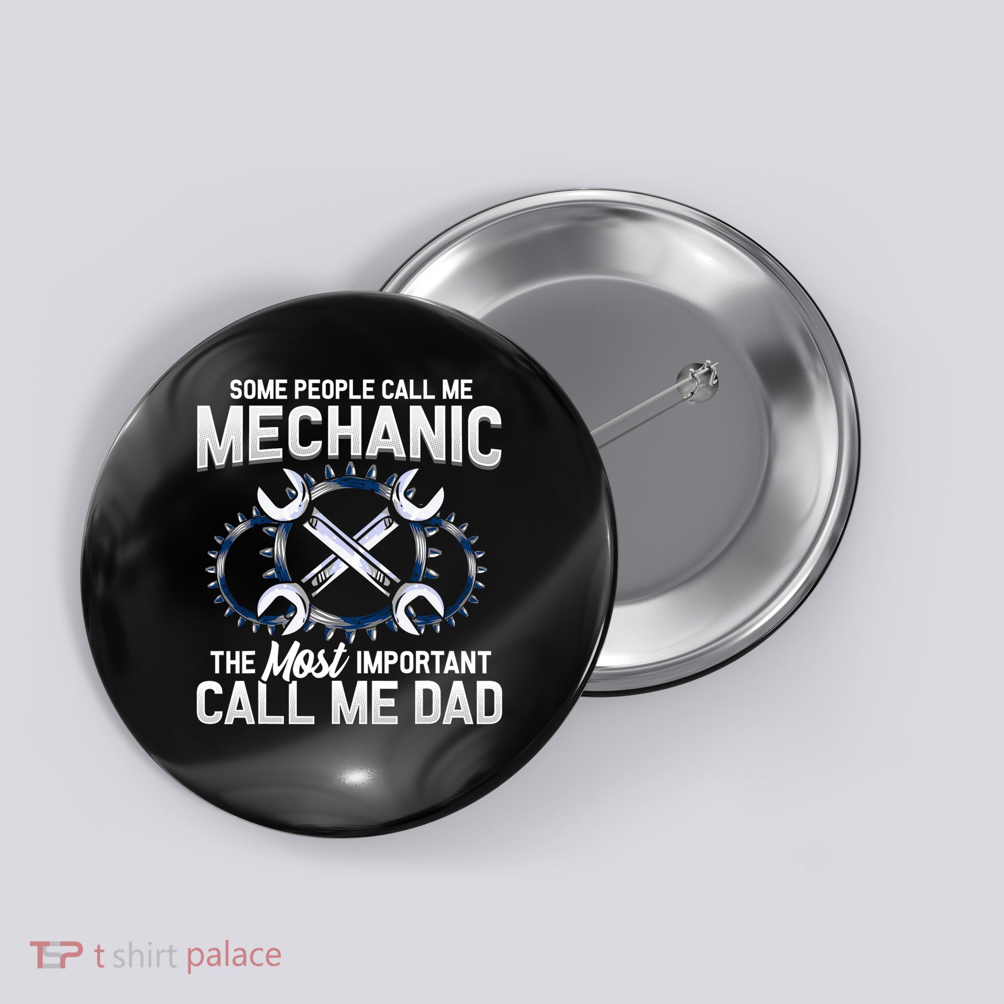Styley 's Mechanic Dad Novelty Black, Small Button