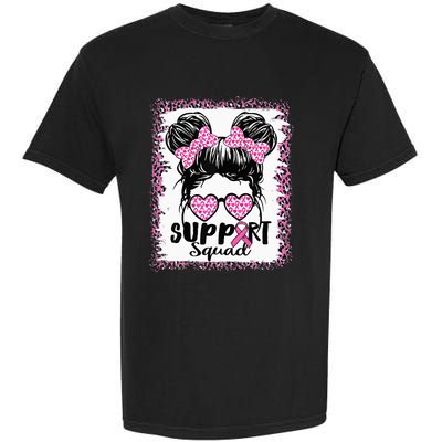 Support Squad Messy Hair Bun Pink Warrior Breast Cancer Garment-Dyed Heavyweight T-Shirt