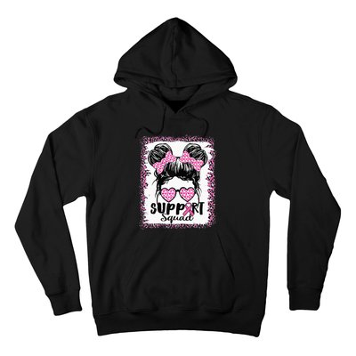 Support Squad Messy Hair Bun Pink Warrior Breast Cancer Hoodie