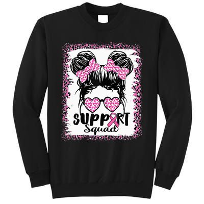 Support Squad Messy Hair Bun Pink Warrior Breast Cancer Sweatshirt