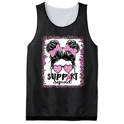 Support Squad Messy Hair Bun Pink Warrior Breast Cancer Mesh Reversible Basketball Jersey Tank