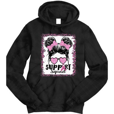 Support Squad Messy Hair Bun Pink Warrior Breast Cancer Tie Dye Hoodie